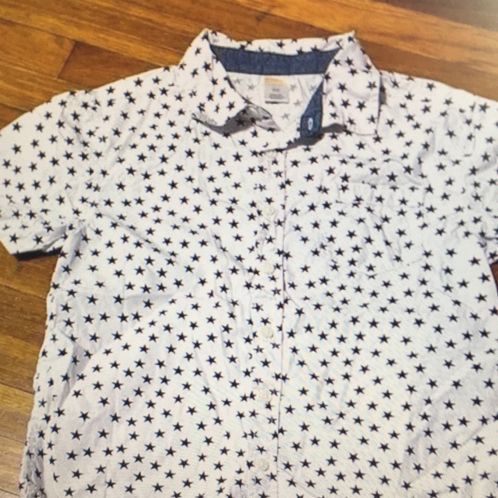 White Star Patterned Short Sleeve Shirt